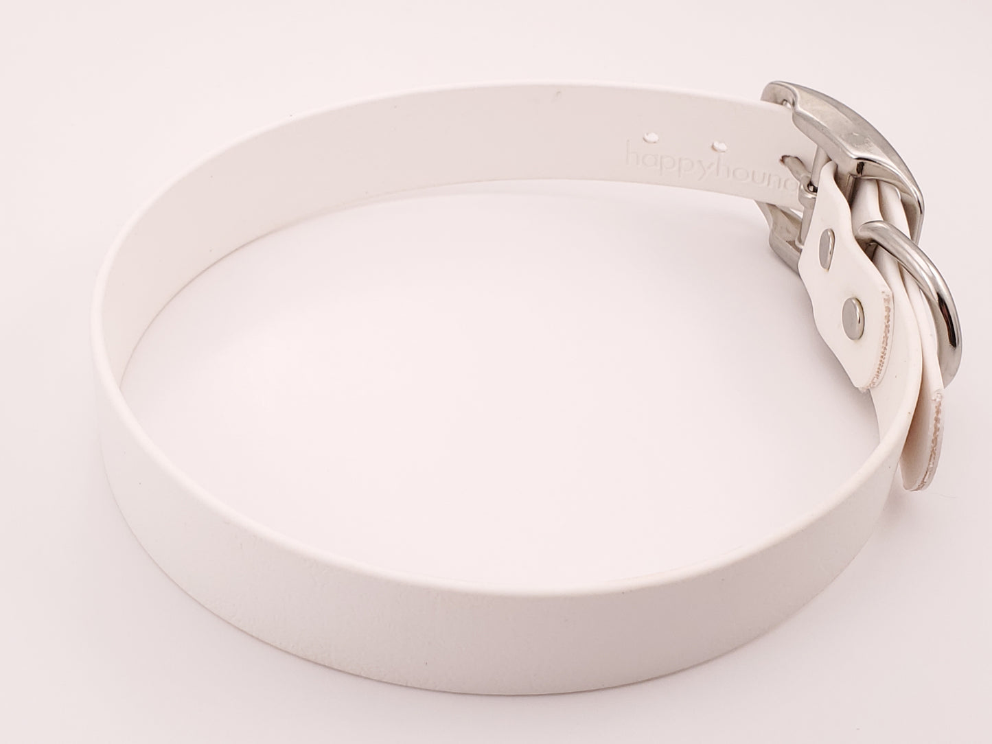 White 1" Solid Buckle Collar