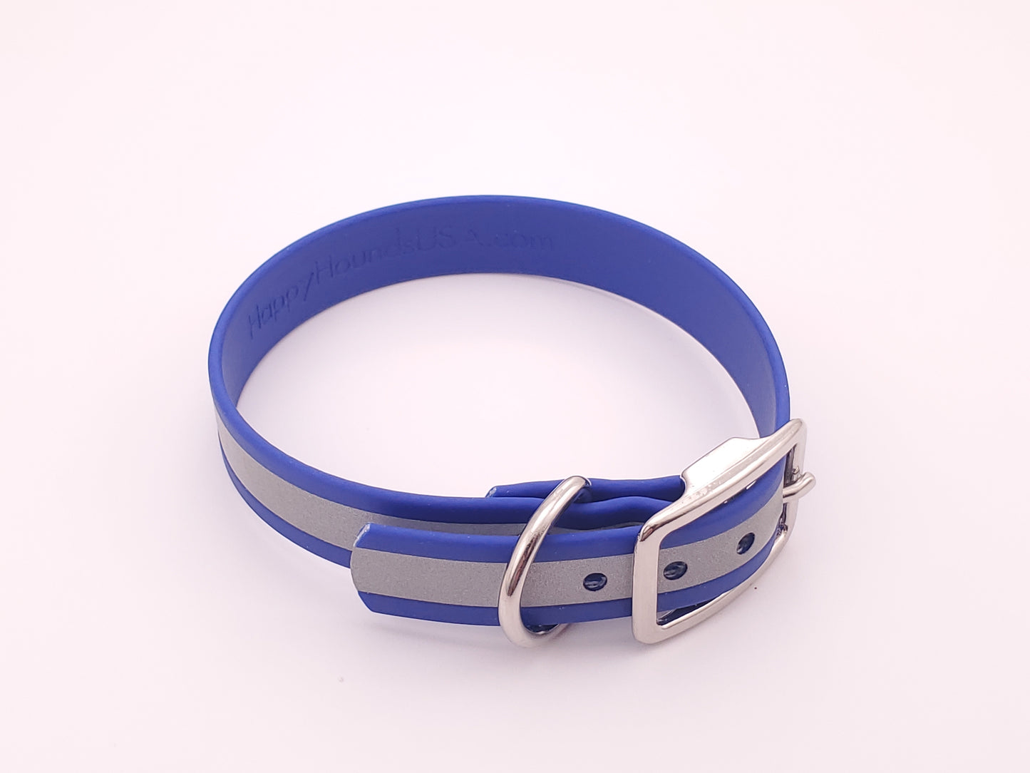 Blue Reflective 3/4" Solid Buckle Collar