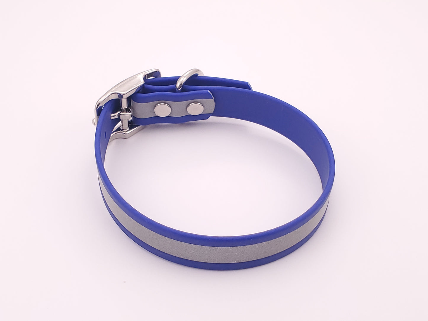 Blue Reflective 3/4" Solid Buckle Collar