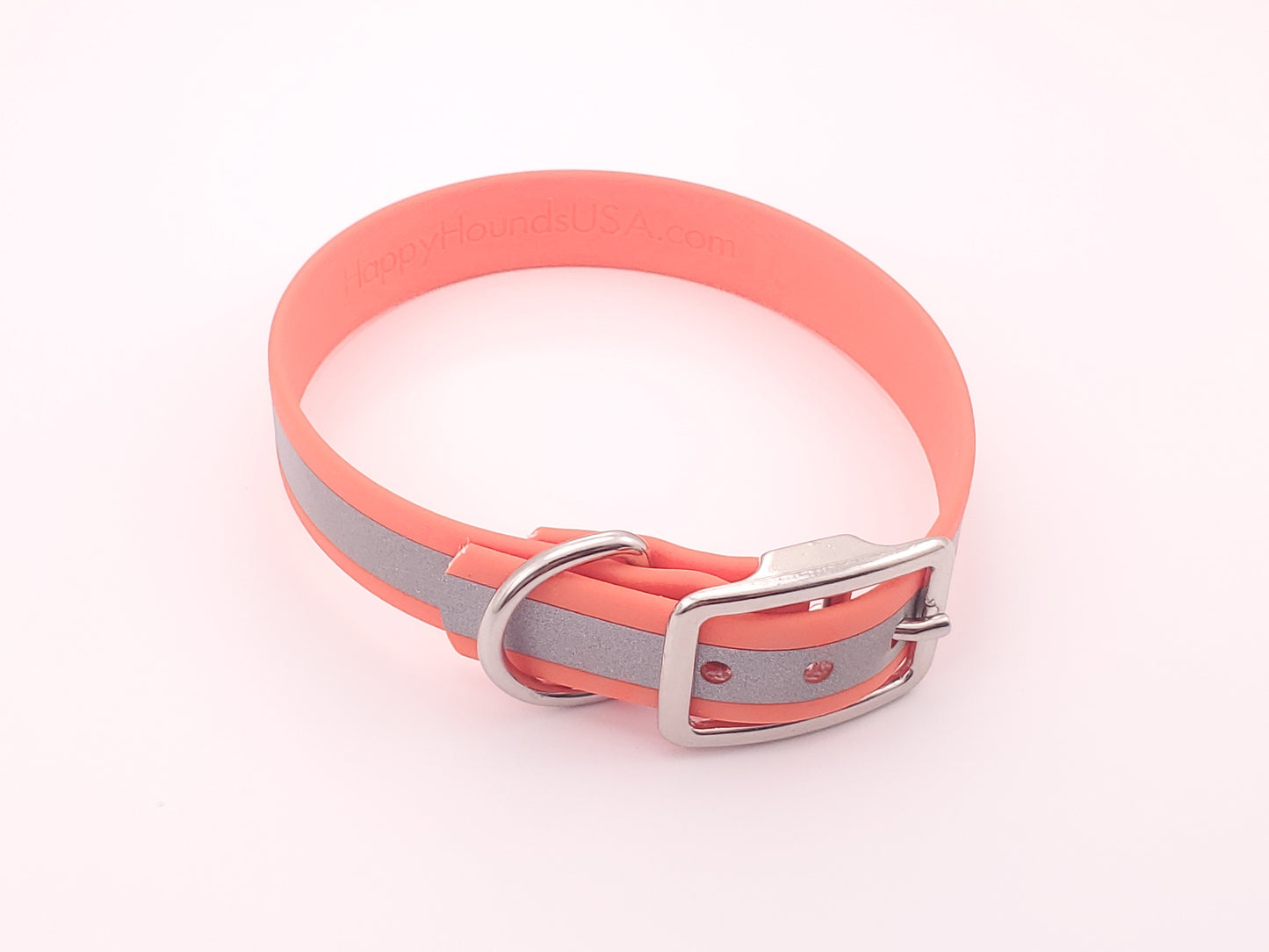 Orange Reflective 3/4" Solid Buckle Collar