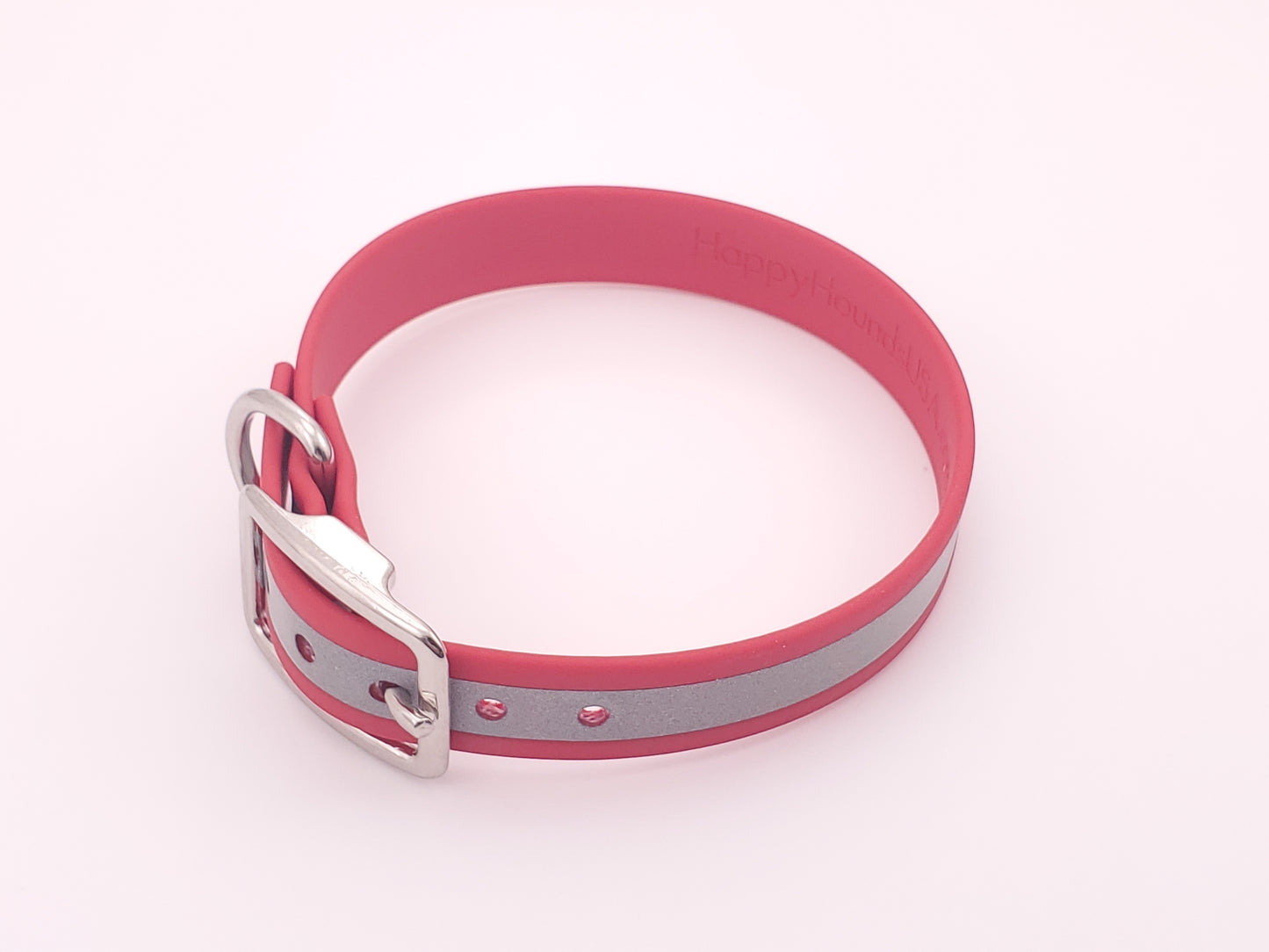 Red Reflective 3/4" Solid Buckle Collar