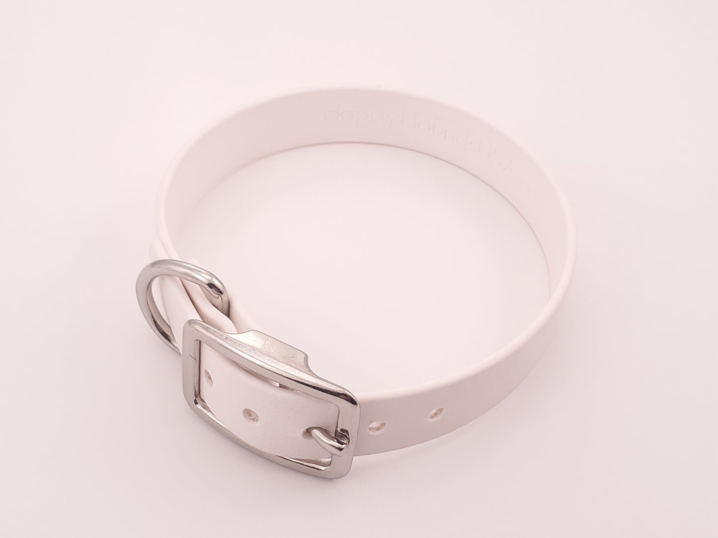 White 3/4" Solid Buckle Collar