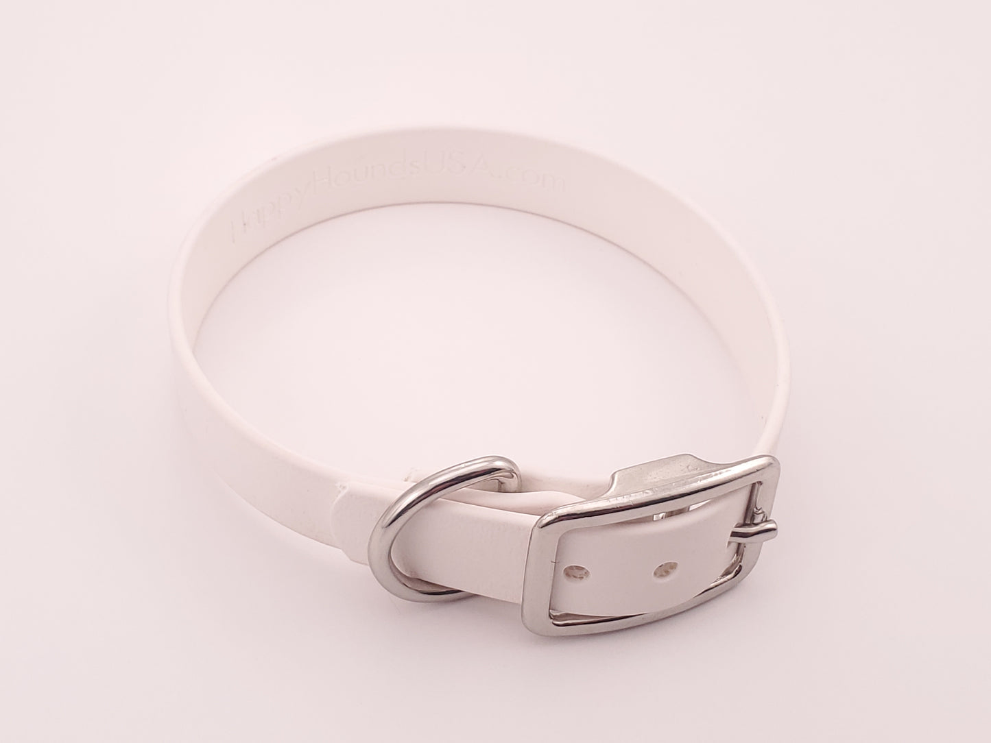 White 3/4" Solid Buckle Collar